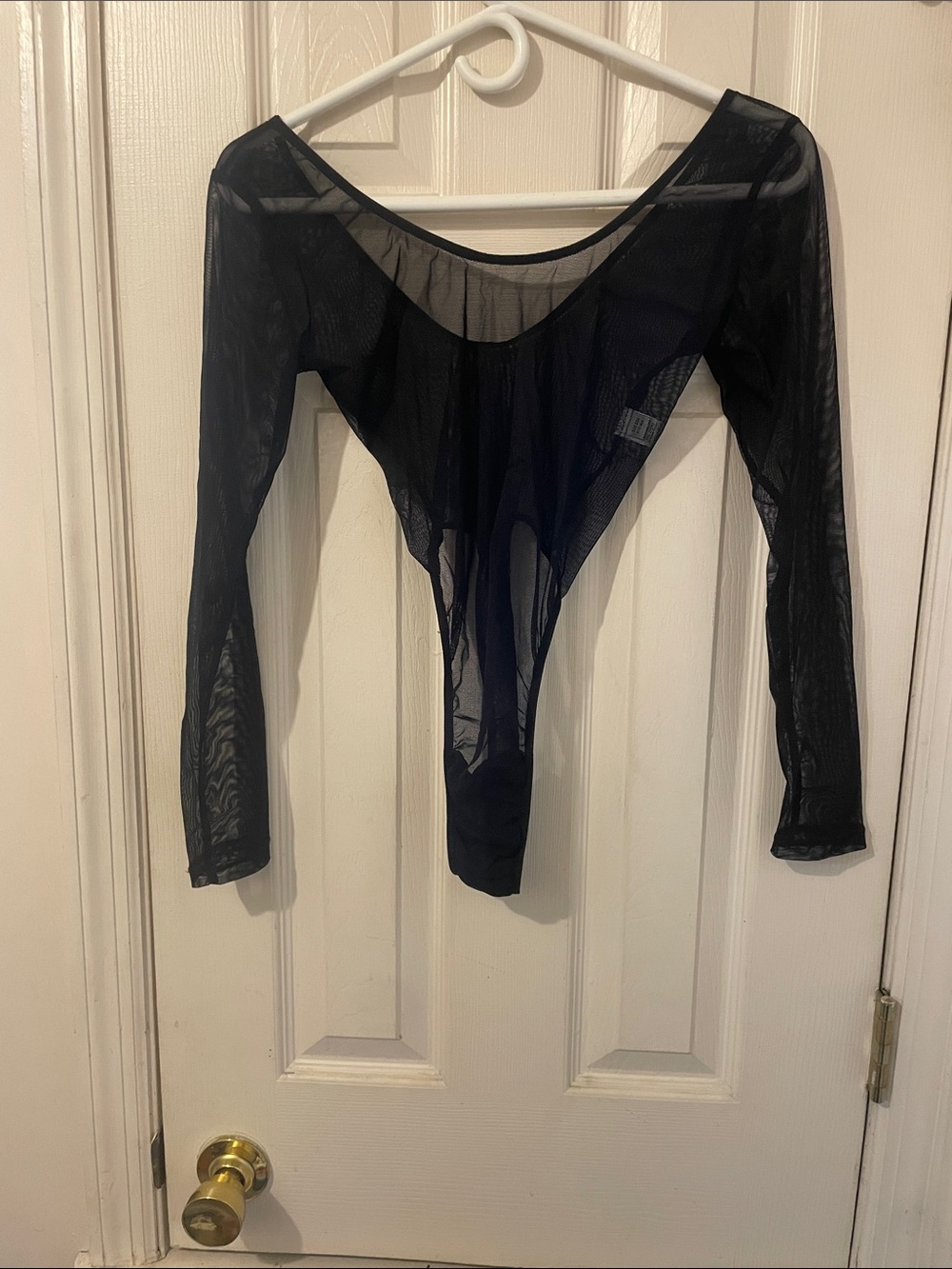 Sheer Long Sleeve Black Bodysuit